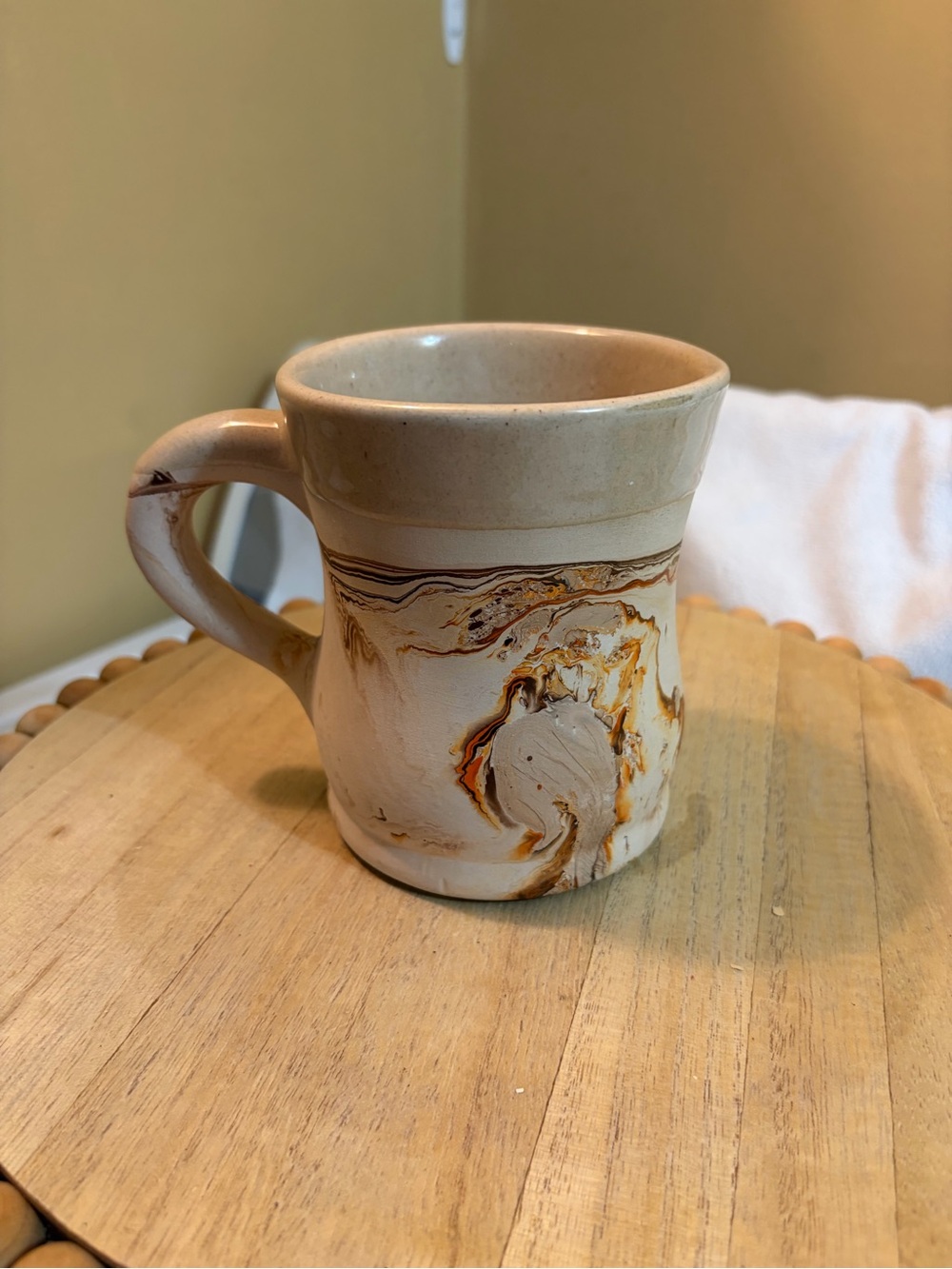 Marbled Ceramic Coffee Mug - Beige and Brown
